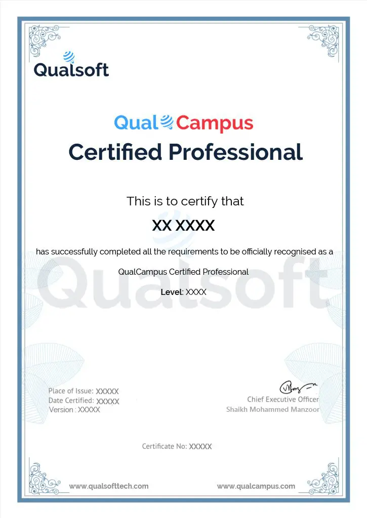QualCampus ERP Certified Professional Certificate